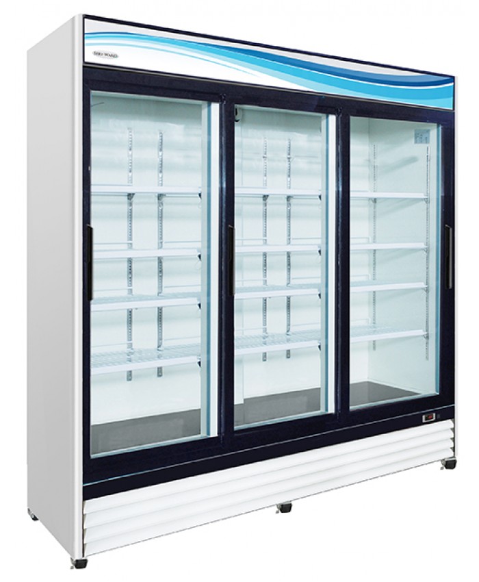 Glass Triple Sliding Door Reach-In Refrigerator | 72 cu. ft. (Serv-Ware)