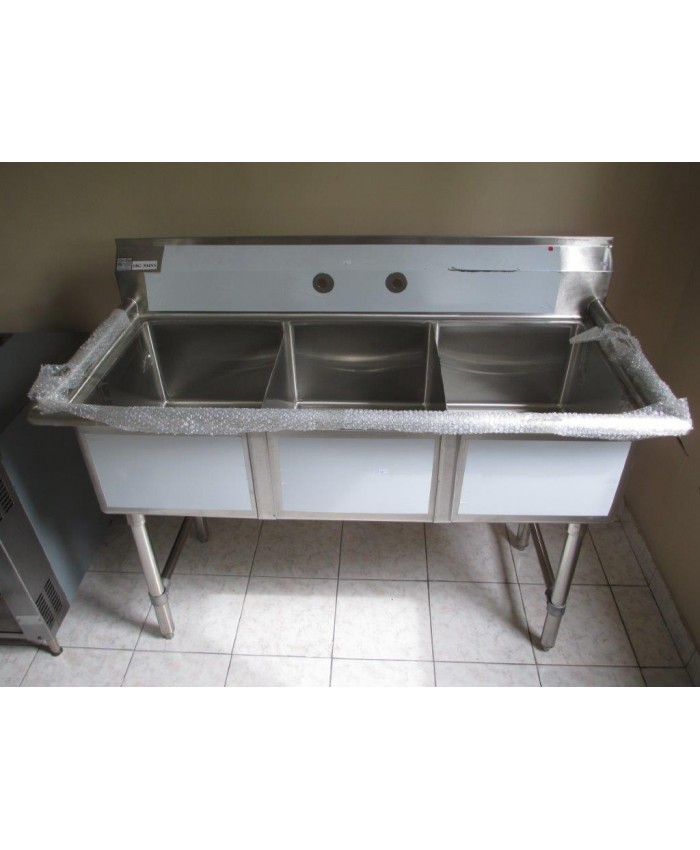 Sink, Three Compartments, Stainless Steel
