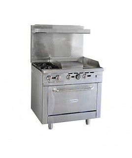 2 Burner Range w/ 24" Griddle (Gas) (Serv-Ware)