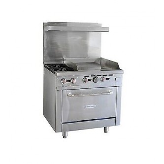 2 Burner Range w/ 24" Griddle (Gas) (Serv-Ware)