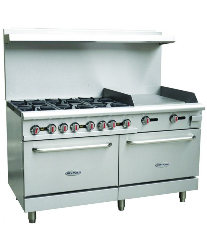 6 Burner Range w/ 24" Griddle (Gas) (Serv-Ware)