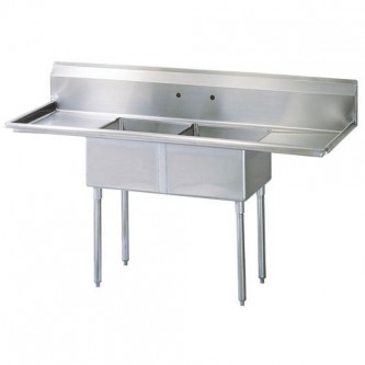 2 Compartments Sink with 2 Drainboards